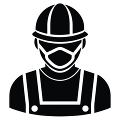 Construction worker element isolated dust mask on white background