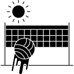 Volleyball Goal Icon � Net, Ball, Outdoor Beach Sport