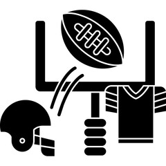 American Football Icon � Rugby Ball, Helmet, Goal Post Symbol