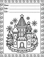 Obraz premium Bold and Easy Christmas Coloring Pages For Kid and adult. High resolution (300 DPI), Ready to print on standard 8.5x11 inch paper With No Bleed, Black and White. Vector illustration AI, EPS, PNG,