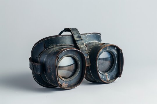 Antique stereoscope sitting on white background, offering glimpse into history of 3d viewing technology