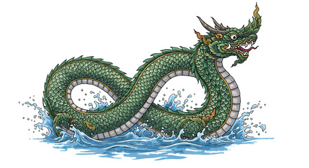 Fototapeta premium Green Sea Dragon Illustration on White Background