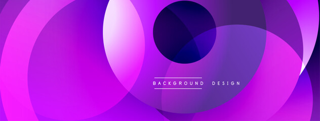 Abstract purple gradients form overlapping circles. Modern design element, suitable for banners or backgrounds. Minimalist aesthetic.