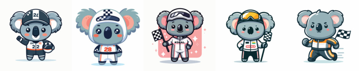 Obraz premium cute koala vector in racer costume