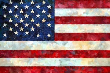 Fototapeta premium Artistic American Flag Patriotism Stars Stripes Independence Day USA National Pride Red White Blue 4th of July