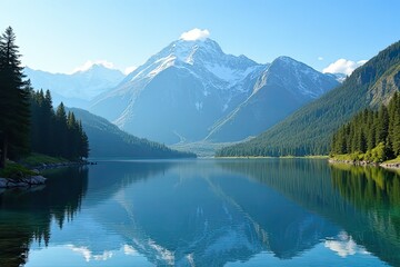 Lake Reflection in Mountainous Landscape