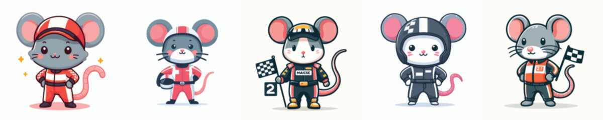 cute mouse vector in racer costume