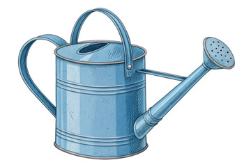 Vintage Blue Metal Watering Can for Gardening and Plant Care
