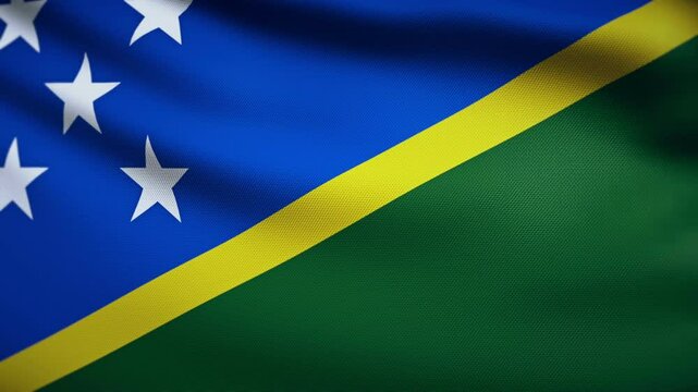 Solomon Islands Flag 4K. Realistic Loop Waving with Highly Detailed Fabric.