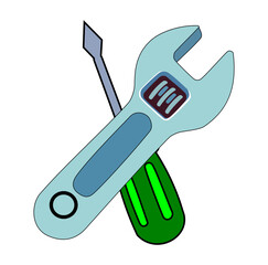 Cartoon Icon Wrench And Screwdriver Digital Vectors Illustration