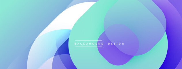 Abstract flowing shapes, cool colors blend. Modern design, gradient effect creates dynamic visual experience. Minimalist aesthetic.