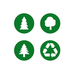 Obraz premium A collection of eco-friendly symbols representing trees and recycling. These icons emphasize environmental conservation and sustainability on a clean, isolated background.