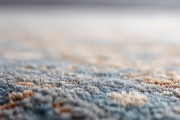 close-up of textured carpet or hallway runner with intricate patterns and muted colors