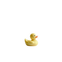 A cute yellow rubber duck on a white isolated background, perfect for adding a playful touch to children's activities or bath time themes.
