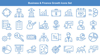 Finance Growth Icon Set Business Strategies, Money Management, and Investment Planning Elements