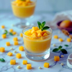 cup filled with mango mousse