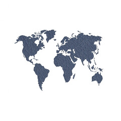 Obraz premium A detailed world map illustration with a textured design, featuring various continents and oceans, suitable for educational, decorative, or informational purposes.