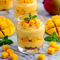 cup filled with mango mousse