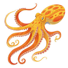 Obraz premium Colorful Octopus with Tentacles in Bright Orange and Yellow Tones