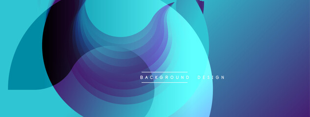 Abstract fluid shapes, vibrant blues, purples create dynamic background. Modern design elements suggest movement, depth.
