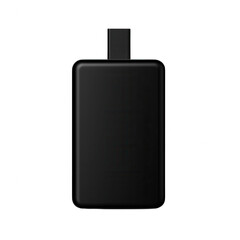 A sleek black external hard drive on a white isolated background, ideal for data storage solutions and modern digital lifestyles.