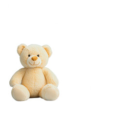 Obraz premium A soft and cuddly teddy bear with a friendly smile, perfect for bringing comfort and joy to children. Ideal for use in children's decor, gifts, or educational content.
