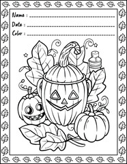 Cozy Halloween Christmas Coloring Pages For Kid and adult.  
High resolution (300 DPI), 
Ready to print on standard 8.5x11 inch paper With No Bleed, 
Black and White. 
Vector illustration AI, EPS, PNG