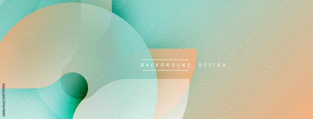 Poster Abstract geometric shapes overlap. Soft pastel colors blend, creating modern visual experience. Text reads background design.