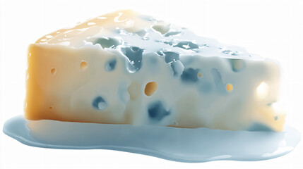 Slice of blue cheese on a transparent background.