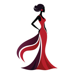 Elegant Silhouette in a Red Gown