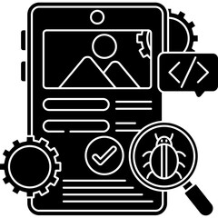 Bug Testing and App Debugging � Mobile QA Line Illustration