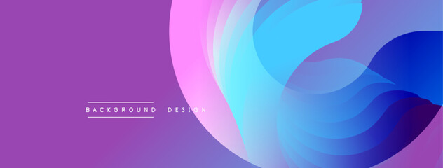 Abstract fluid shapes, vibrant purple, blue hues. Modern background design, dynamic composition, smooth gradients. Minimalist style.