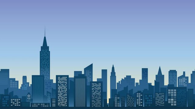 Morning City Skyline Background Cityscape with Buildings and Blue Sky