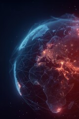 Digital earth visualization with network connections and data flow