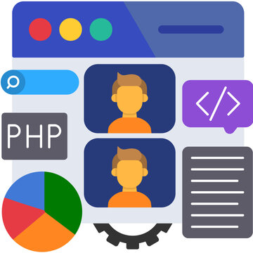 PHP Web Development with User Interface Elements � Line Illustration