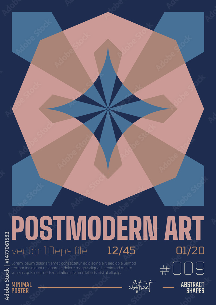 Aufkleber modern abstract poster, raster version of high quality and resolution, artwork with geometric postmo