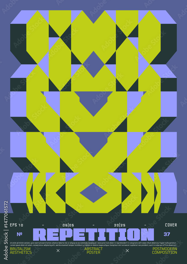 Poster modern abstract poster, raster version of high quality and resolution, artwork with geometric postmo