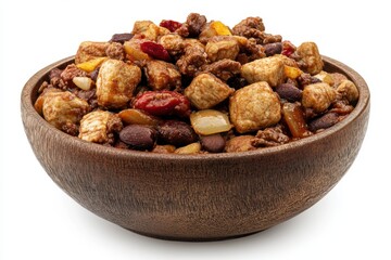 Hearty Bowl of Chili Close Up Shot Isolated on White Background Delicious and Nutritious Meal with Meat Beans and Vegetables
