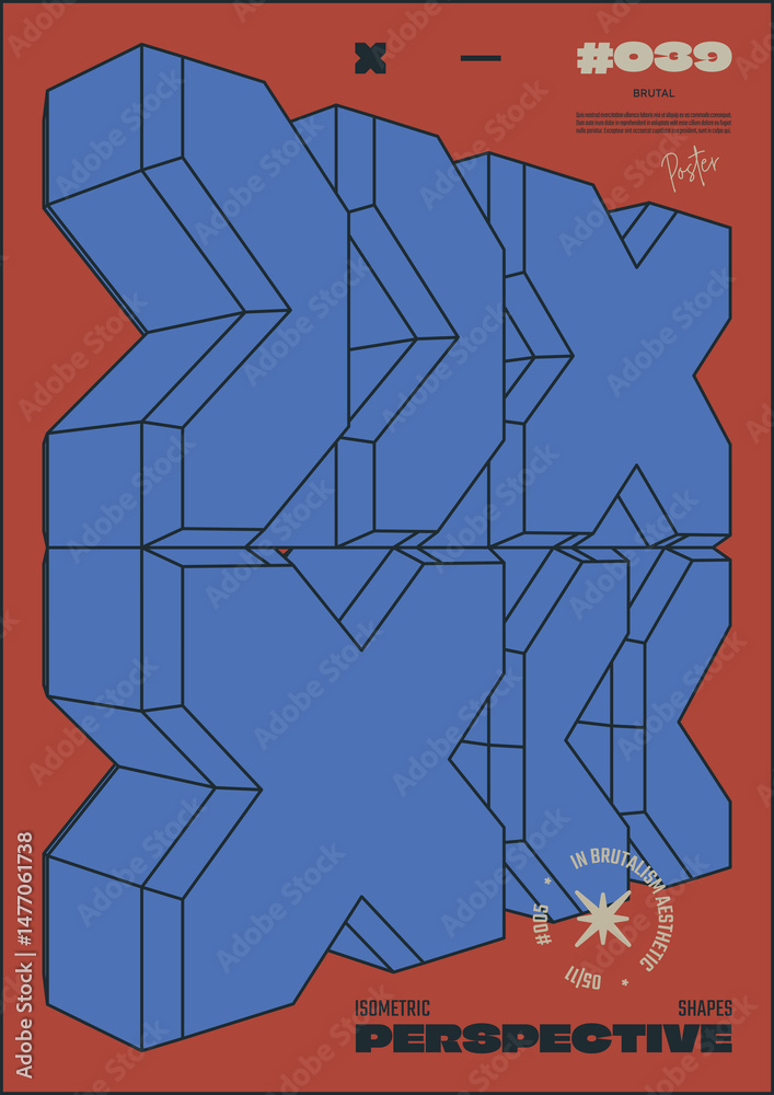 Poster modern abstract poster, raster version of high quality and resolution, artwork with geometric postmo