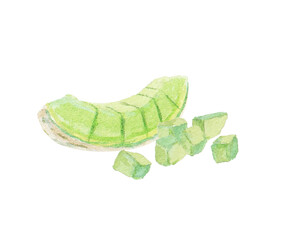 水彩絵の具で描いたメロンのイメージ