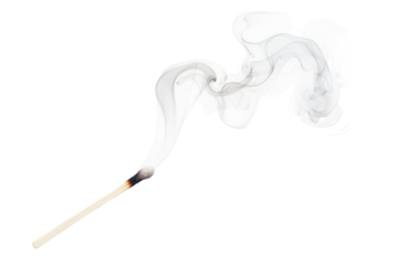 Burning Match and Smoke . Transparent background PNG