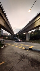 above-ground railway crossing the city street