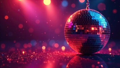 Obraz premium Disco ball reflecting light, sparkling facets, celebratory atmosphere , Christmas, club