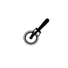 Pizza Cutter silhouette on white background