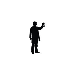 scientist silhouette on white background