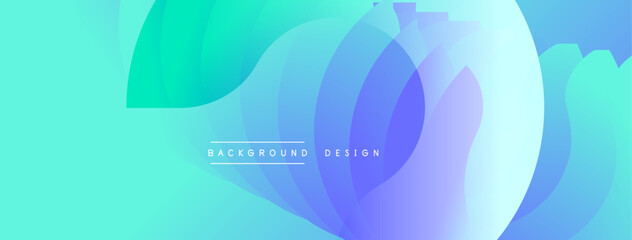 Abstract flowing shapes, vibrant turquoise, blue hues. Modern design, gradient effect, smooth transitions create dynamic visual.