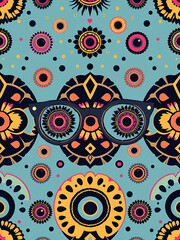 Fototapeta premium Hippie fun looker eyes seamless pattern