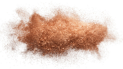 Fototapeta premium artistic brown powder explosion isolated on white background