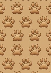 Obraz premium Brown Paw Print Seamless Pattern Background