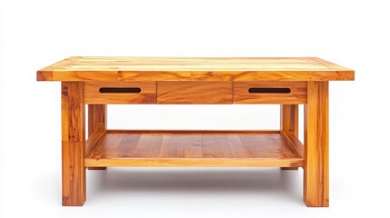 Solid Wood Coffee Table with Three Drawers and Shelf